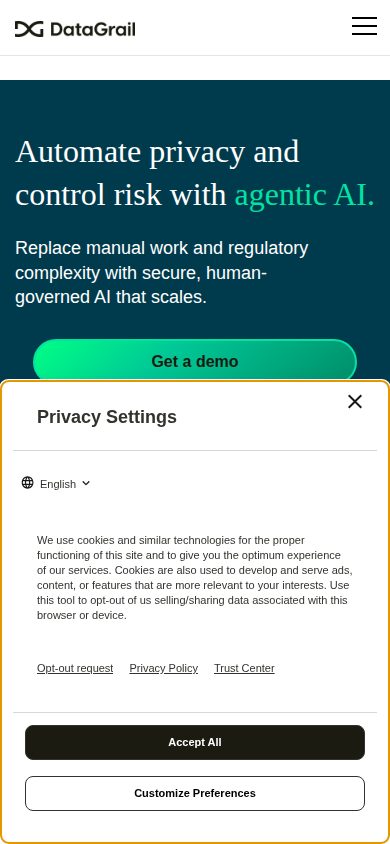 DataGrail mobile preview